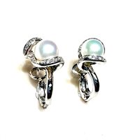 Ohrringe Sommer Dame Collezione Perle in Weißgold Perla PERLE MM 7/7,5 DIA CT 0.29 - PERLE MM 7/7,5 DIA CT 0.29